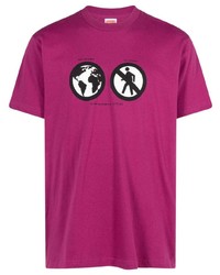 T-shirt à col rond imprimé fuchsia Supreme