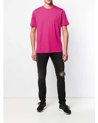 T-shirt à col rond imprimé fuchsia Diesel