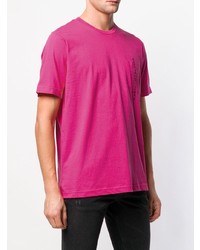 T-shirt à col rond imprimé fuchsia Diesel