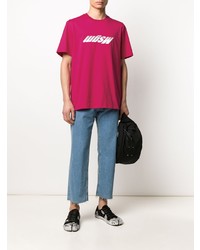 T-shirt à col rond imprimé fuchsia MSGM