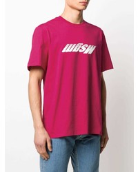 T-shirt à col rond imprimé fuchsia MSGM