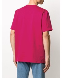 T-shirt à col rond imprimé fuchsia MSGM