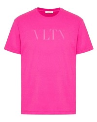 T-shirt à col rond imprimé fuchsia Valentino