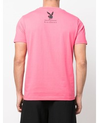 T-shirt à col rond imprimé fuchsia John Richmond