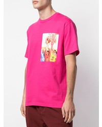 T-shirt à col rond imprimé fuchsia Supreme