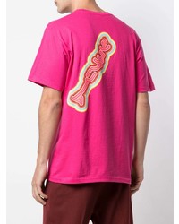 T-shirt à col rond imprimé fuchsia Supreme