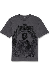 T-shirt à col rond imprimé gris foncé