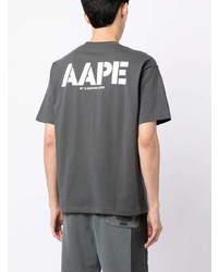 T-shirt à col rond imprimé gris foncé AAPE BY A BATHING APE