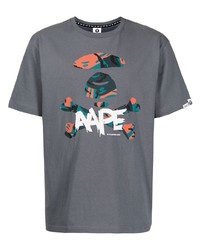 T-shirt à col rond imprimé gris foncé AAPE BY A BATHING APE