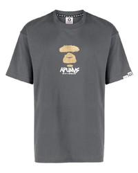 T-shirt à col rond imprimé gris foncé AAPE BY A BATHING APE