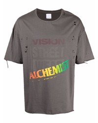 T-shirt à col rond imprimé gris foncé Alchemist