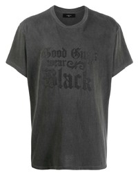 T-shirt à col rond imprimé gris foncé Amiri