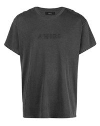 T-shirt à col rond imprimé gris foncé Amiri