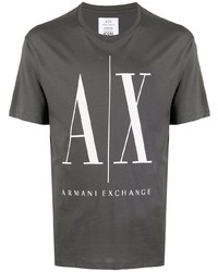 T-shirt à col rond imprimé gris foncé Armani Exchange