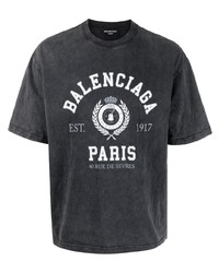 T-shirt à col rond imprimé gris foncé Balenciaga
