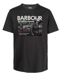 T-shirt à col rond imprimé gris foncé Barbour