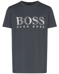 T-shirt à col rond imprimé gris foncé BOSS