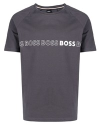 T-shirt à col rond imprimé gris foncé BOSS