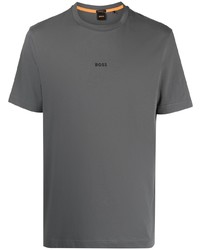 T-shirt à col rond imprimé gris foncé BOSS