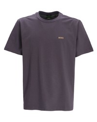 T-shirt à col rond imprimé gris foncé BOSS