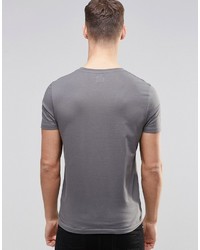 T-shirt à col rond imprimé gris foncé Asos