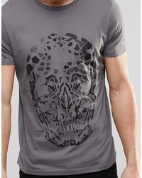 T-shirt à col rond imprimé gris foncé Asos