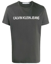 T-shirt à col rond imprimé gris foncé Calvin Klein Jeans