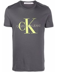 T-shirt à col rond imprimé gris foncé Calvin Klein Jeans