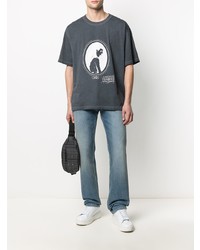 T-shirt à col rond imprimé gris foncé Maison Margiela