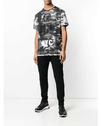 T-shirt à col rond imprimé gris foncé Philipp Plein