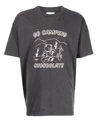 T-shirt à col rond imprimé gris foncé Chocoolate