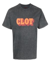 T-shirt à col rond imprimé gris foncé Clot