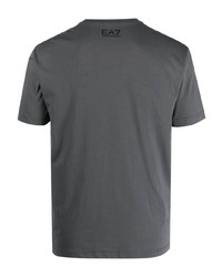 T-shirt à col rond imprimé gris foncé Ea7 Emporio Armani