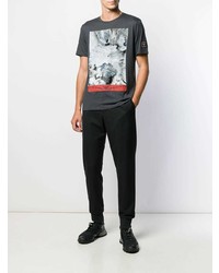 T-shirt à col rond imprimé gris foncé Emporio Armani