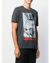 T-shirt à col rond imprimé gris foncé Emporio Armani