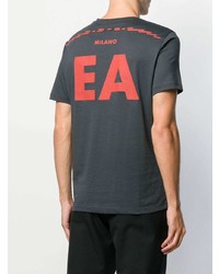 T-shirt à col rond imprimé gris foncé Emporio Armani