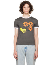 T-shirt à col rond imprimé gris foncé Cormio
