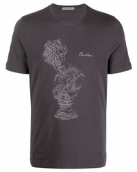 T-shirt à col rond imprimé gris foncé Corneliani