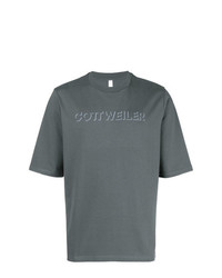 T-shirt à col rond imprimé gris foncé Cottweiler