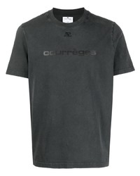 T-shirt à col rond imprimé gris foncé Courrèges