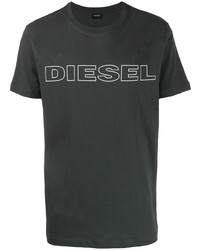 T-shirt à col rond imprimé gris foncé Diesel