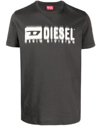 T-shirt à col rond imprimé gris foncé Diesel