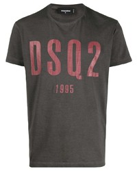 T-shirt à col rond imprimé gris foncé DSQUARED2