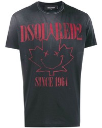 T-shirt à col rond imprimé gris foncé DSQUARED2