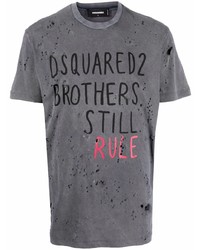 T-shirt à col rond imprimé gris foncé DSQUARED2