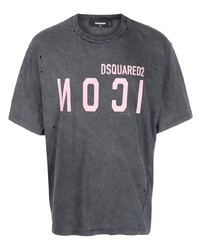 T-shirt à col rond imprimé gris foncé DSQUARED2