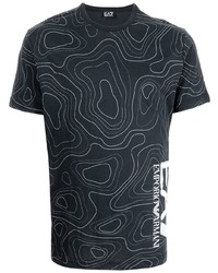 T-shirt à col rond imprimé gris foncé Ea7 Emporio Armani