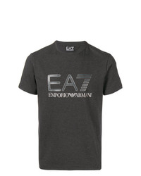 T-shirt à col rond imprimé gris foncé Ea7 Emporio Armani