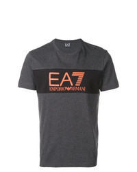 T-shirt à col rond imprimé gris foncé Ea7 Emporio Armani