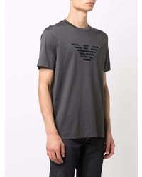 T-shirt à col rond imprimé gris foncé Emporio Armani